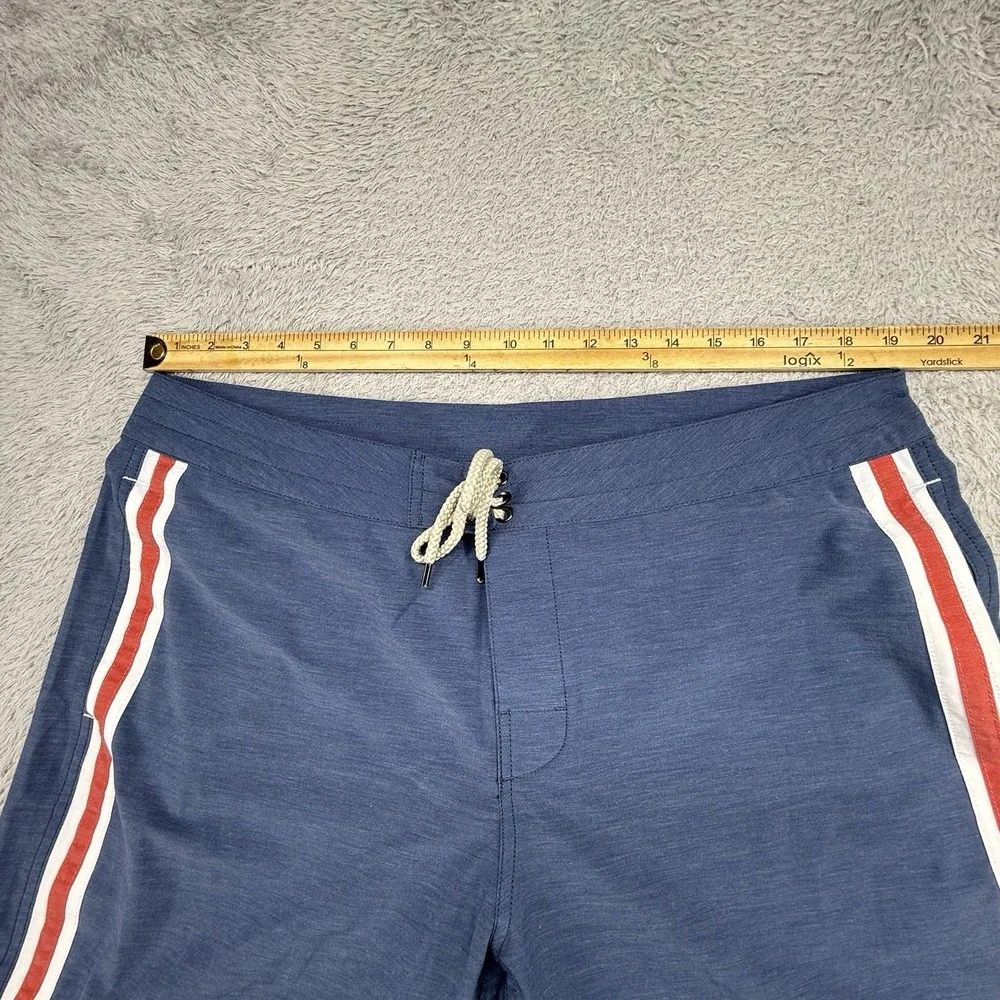 Faherty Surf Board Shorts Mens 38‎ Blue Stripe Trim Swim Wear Beach Casual 7